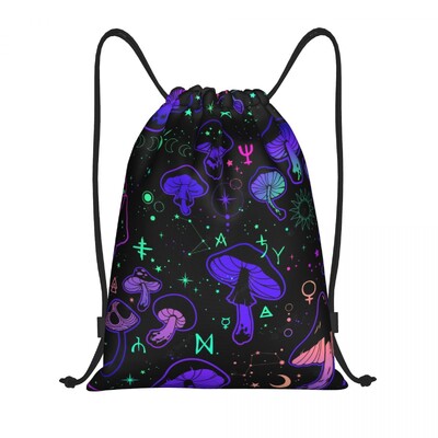 Geantă personalizată cu ciuperci magice psihedelice imprimate lavă cu șnur Femei bărbați Rucsac de depozitare sport ușor pentru sală