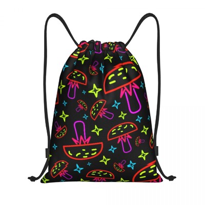 Geantă personalizată cu ciuperci magice psihedelice imprimate lavă cu șnur Femei bărbați Rucsac de depozitare sport ușor pentru sală