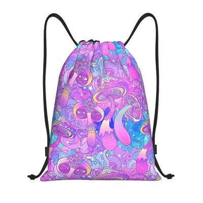Geantă personalizată cu ciuperci magice psihedelice imprimate lavă cu șnur Femei bărbați Rucsac de depozitare sport ușor pentru sală