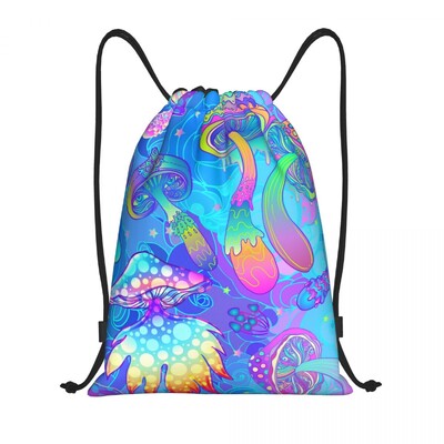 Geantă personalizată cu ciuperci magice psihedelice imprimate lavă cu șnur Femei bărbați Rucsac de depozitare sport ușor pentru sală