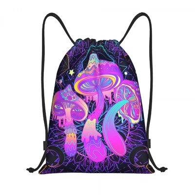 Geantă personalizată cu ciuperci magice psihedelice imprimate lavă cu șnur Femei bărbați Rucsac de depozitare sport ușor pentru sală