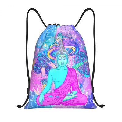 Geantă personalizată cu ciuperci magice psihedelice imprimate lavă cu șnur Femei bărbați Rucsac de depozitare sport ușor pentru sală