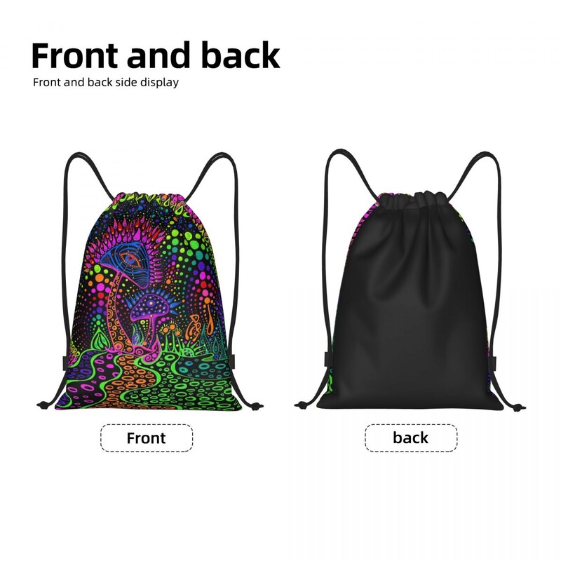 Geantă personalizată cu ciuperci magice psihedelice imprimate lavă cu șnur Femei bărbați Rucsac de depozitare sport ușor pentru sală