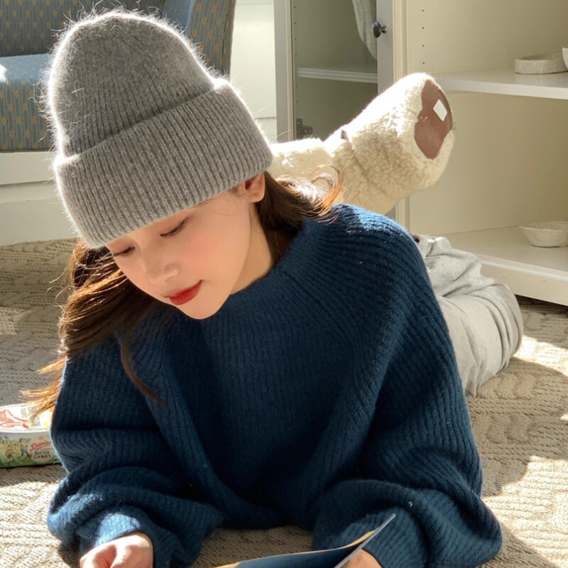 Modes siltas skulles Angola Trušu kažokādas ziemas trikotāžas pupiņas Sieviešu cepures Sieviešu slēpes āra siltas kašmira vilnas cepures vairumtirdzniecība