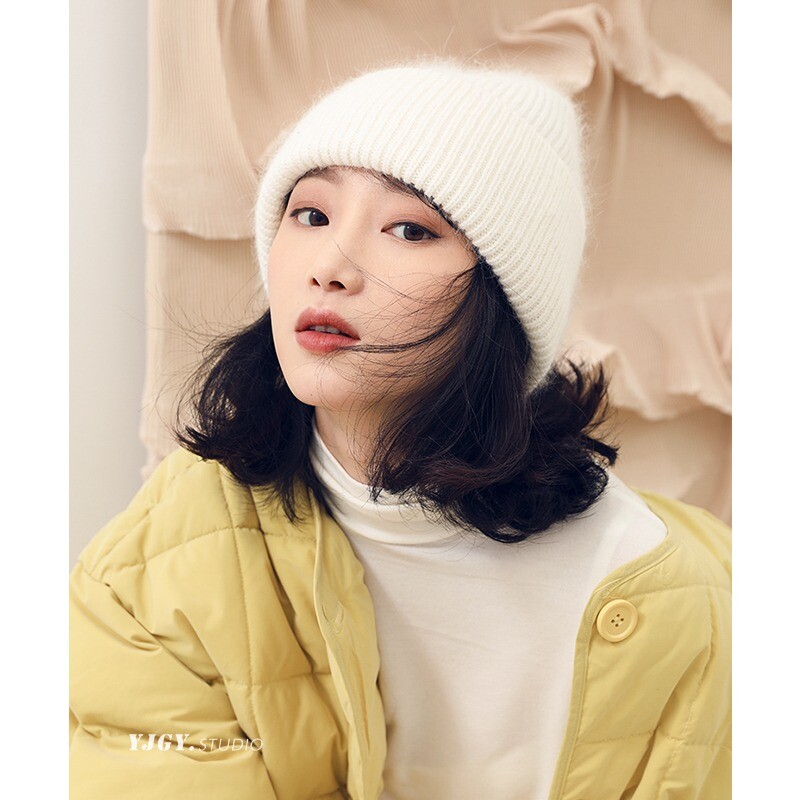 Modes siltas skulles Angola Trušu kažokādas ziemas trikotāžas pupiņas Sieviešu cepures Sieviešu slēpes āra siltas kašmira vilnas cepures vairumtirdzniecība