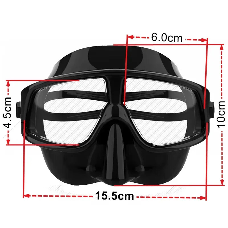 Väikese mahuga sukeldumismask snorgeldamiseks ujumisprillid uduvastased vedelad silikoonvaigust läätsed