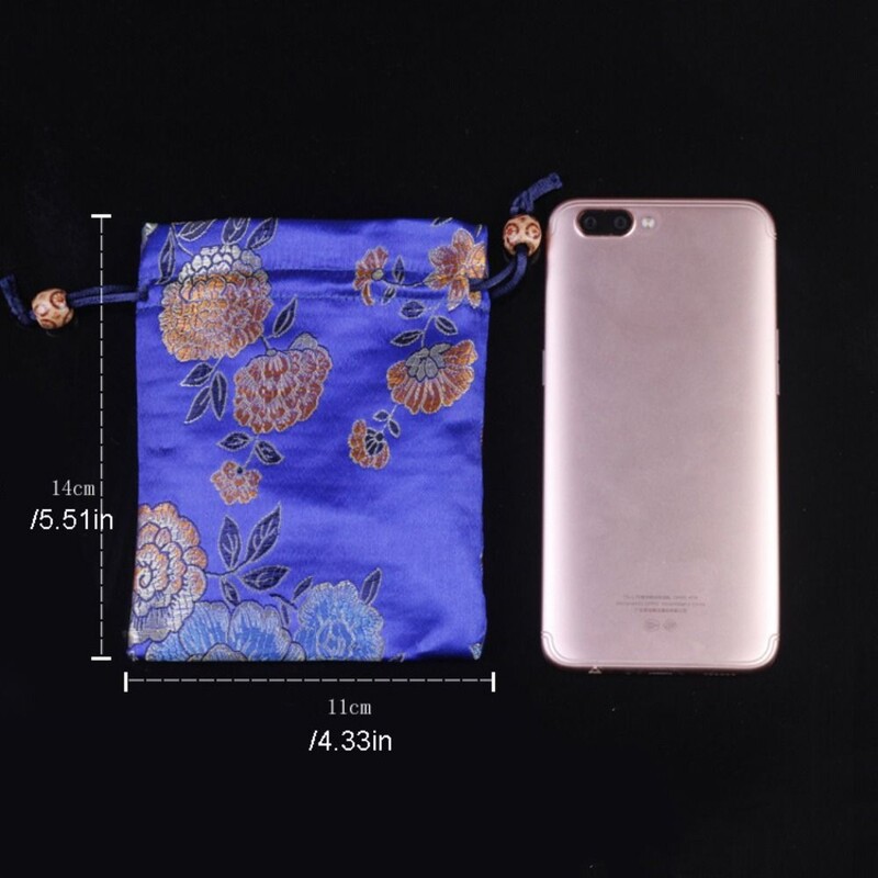 Geantă cu șnur cu broderie în stil chinezesc Poșetă florală pentru monede Portofel mic, geantă pentru încheietura mâinii, geantă de depozitare, geantă de ambalare pentru bijuterii