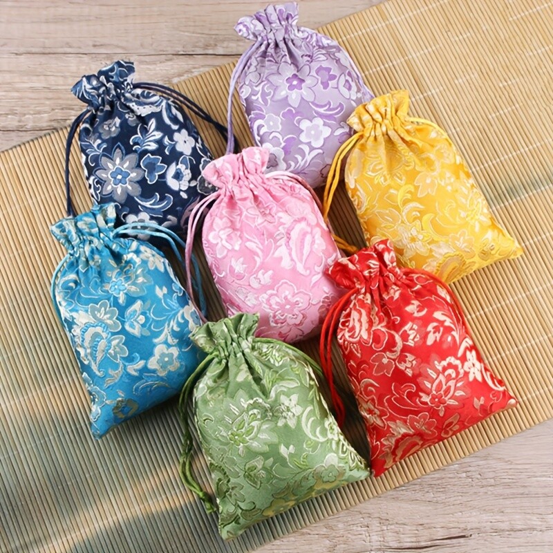 6 bucăți brocart jacquard curea cu șnur geanta de brocart saci de binecuvântare brățară colier geantă din pânză Buddha margele de bijuterii pungi de depozitare