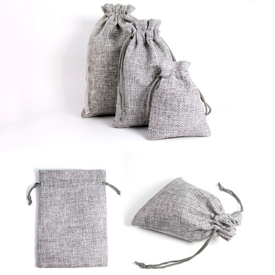 Preț de vânzare cu ridicata din iuta naturală, din in, husă cu șnur, ambalaj, geantă de cadou, logo imprimat, bijuterii, geantă de Crăciun