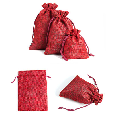 Preț de vânzare cu ridicata din iuta naturală, din in, husă cu șnur, ambalaj, geantă de cadou, logo imprimat, bijuterii, geantă de Crăciun