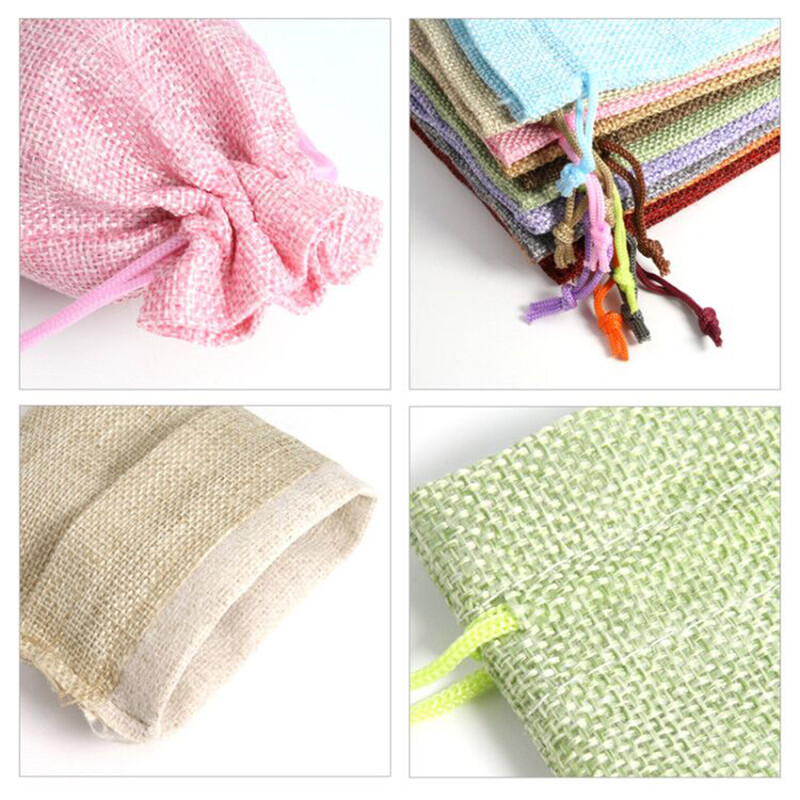 Preț de vânzare cu ridicata din iuta naturală, din in, husă cu șnur, ambalaj, geantă de cadou, logo imprimat, bijuterii, geantă de Crăciun