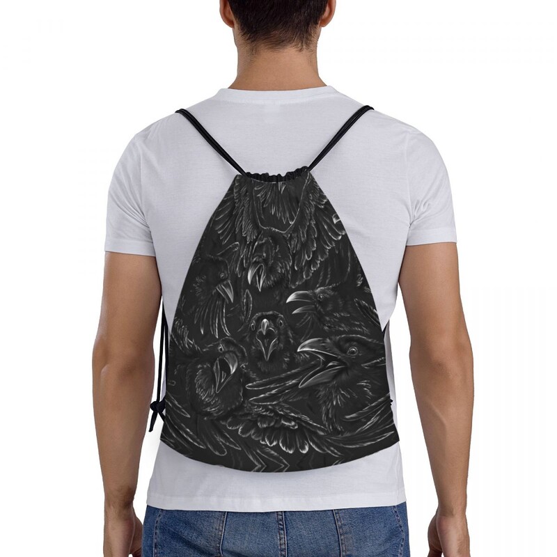 Персонализирана раница Raven Rage Drawstring Sports Gym Bag for Women Men Halloween Witch Gothic Scary Crow Training Sackpack