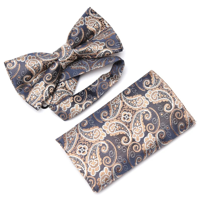 Nove klasične crne jacquard leptir-mašne za muškarce, cvjetna leptir-mašna s paisleyjem, komplet odijela s četvrtastim džepovima za vjenčanje, karirani jednobojni leptir