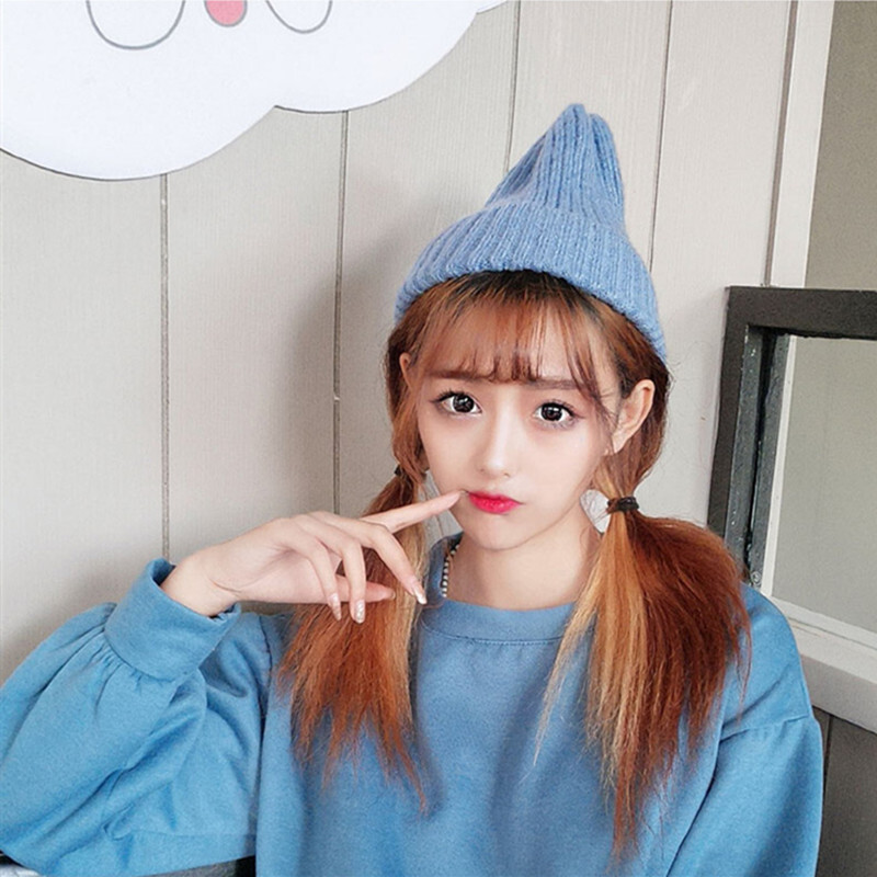 New Candy Colors Pălărie de iarnă Pălărie tricotată pentru femei Pălărie caldă și moale la modă Pălărie din lână în stil Kpop Pălărie elegantă cu toate potrivirile