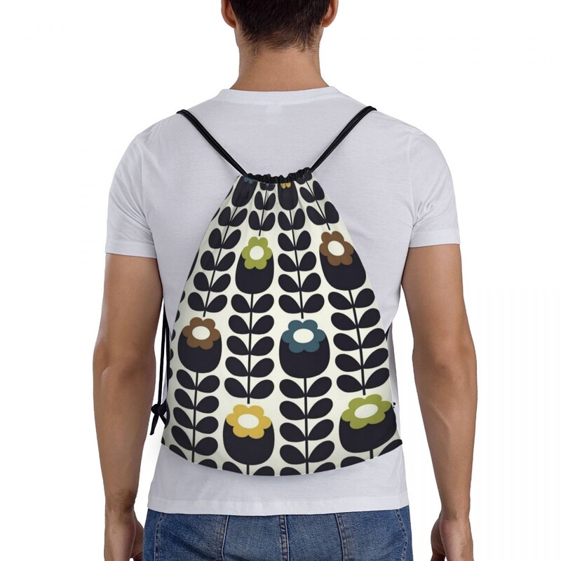 Imprimare personalizată Orla Kiely Rucsac cu șnur din țesătură florală Geantă de sport pentru femei, bărbați, rucsac de antrenament scandinav