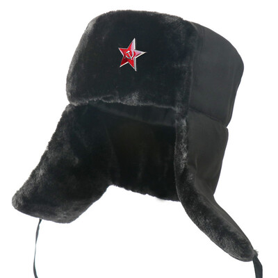 Insigna sovietică de iarnă Lei Feng Pălării pentru bărbați Pălărie rusească Ushanka în aer liber, caldă, îngroșată, blană de iepure artificială, șepci de zăpadă rezistente la vânt