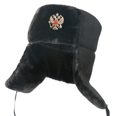 Insigna sovietică de iarnă Lei Feng Pălării pentru bărbați Pălărie rusească Ushanka în aer liber, caldă, îngroșată, blană de iepure artificială, șepci de zăpadă rezistente la vânt