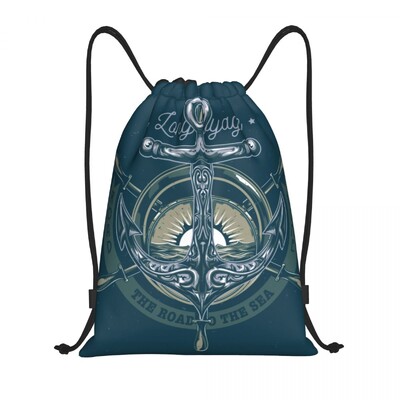 Geantă personalizată cu șnur busolă gri pentru antrenament Rucsacuri de yoga bărbați femei rucsac nautic navigație marinar sport gimnastică