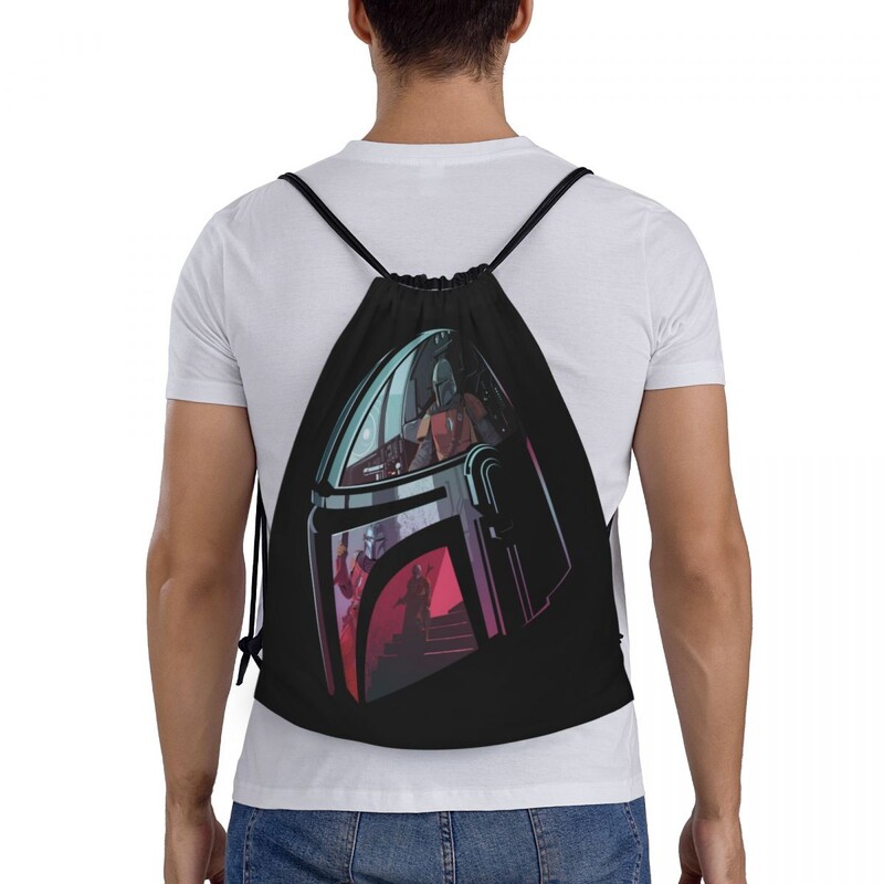 Rucsac personalizat cu șnur Femei Bărbați Sală de sport Rucsac pliabil Mandalorians Cască Reflecție Fan pentru cumpărături Geantă