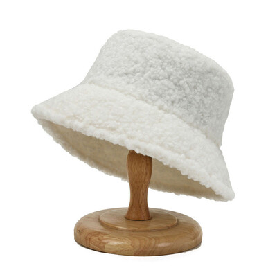 Pălărie cu găleată din blană artificială de miel, iarnă, călduță, din catifea de pluș, șapci pentru femei, pălărie de pescar Panama, în aer liber
