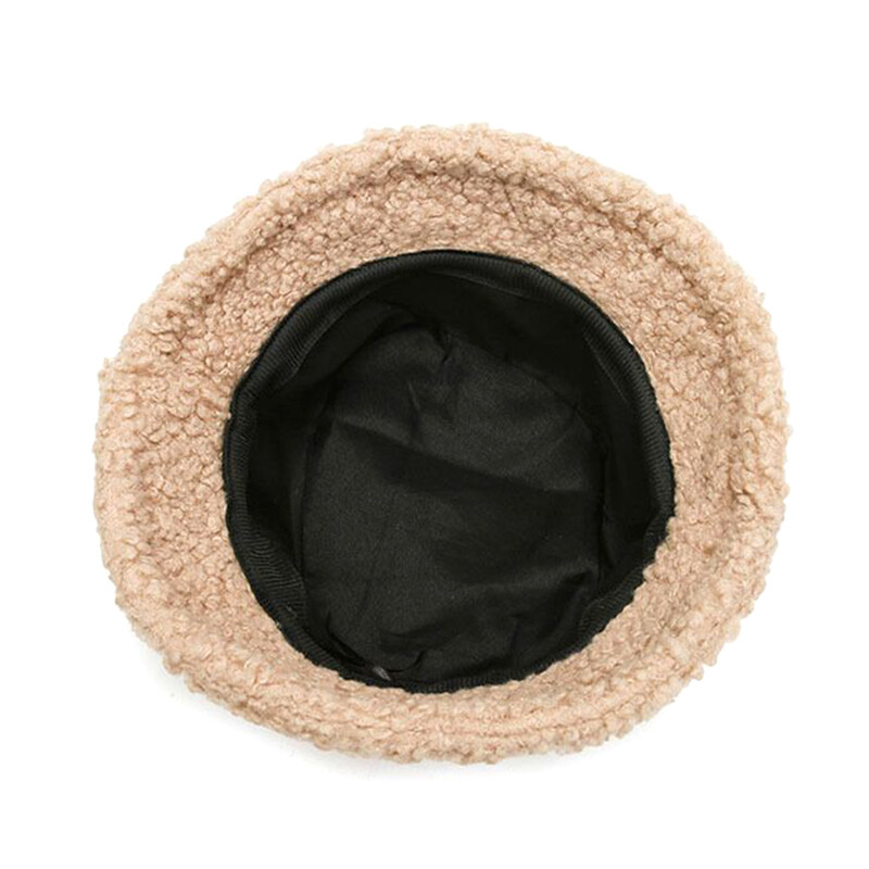 Pălărie cu găleată din blană artificială de miel, iarnă, călduță, din catifea de pluș, șapci pentru femei, pălărie de pescar Panama, în aer liber