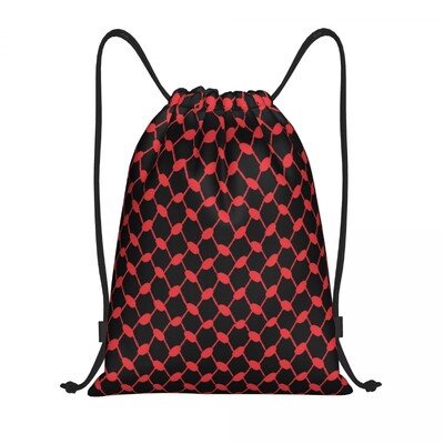 Rucsac cu șnur cu model tradițional arabă personalizat Keffiyeh Rucsac sport Rucsac pliabil Tatreez Broderie Artă Geantă de antrenament