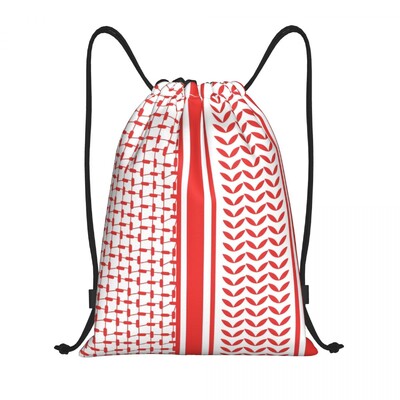 Rucsac cu șnur cu model tradițional arabă personalizat Keffiyeh Rucsac sport Rucsac pliabil Tatreez Broderie Artă Geantă de antrenament