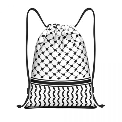 Rucsac cu șnur cu model tradițional arabă personalizat Keffiyeh Rucsac sport Rucsac pliabil Tatreez Broderie Artă Geantă de antrenament