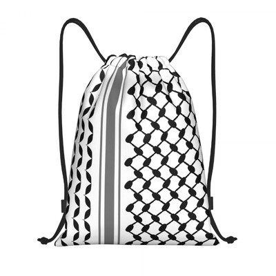 Rucsac cu șnur cu model tradițional arabă personalizat Keffiyeh Rucsac sport Rucsac pliabil Tatreez Broderie Artă Geantă de antrenament