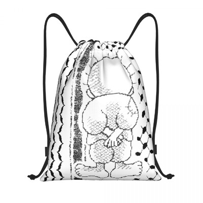 Rucsac cu șnur cu model tradițional arabă personalizat Keffiyeh Rucsac sport Rucsac pliabil Tatreez Broderie Artă Geantă de antrenament