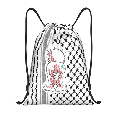Rucsac cu șnur cu model tradițional arabă personalizat Keffiyeh Rucsac sport Rucsac pliabil Tatreez Broderie Artă Geantă de antrenament