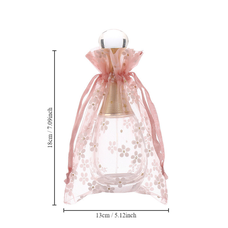 10 bucăți 13x18cm saci de organza transparente imprimate pentru cadou mic, pungă cu șnur pentru bijuterii, cosmetice, bomboane de Crăciun, pungi de șir