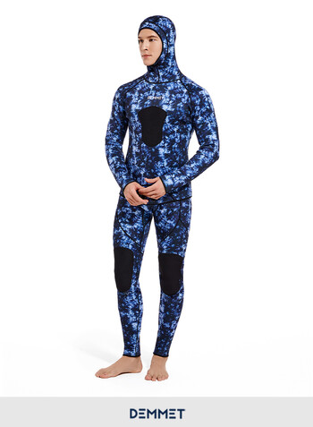 DEMMET Ανδρικά 3mm Spearfishing Premium Camouflage CRSC Neoprene Wetsuit Scuba Diving Suit Hoodie Snorkeling Suits TOPAND PANTS