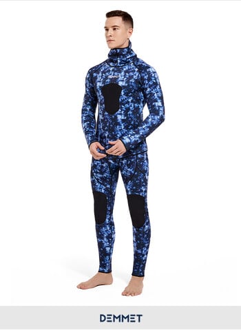 DEMMET Ανδρικά 3mm Spearfishing Premium Camouflage CRSC Neoprene Wetsuit Scuba Diving Suit Hoodie Snorkeling Suits TOPAND PANTS