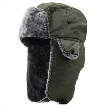 Unisex Άνδρες Γυναίκες Russian Hat Trapper Bomber Ζεστά πτερύγια αυτιών Trooper Χειμερινό καπέλο σκι Μασίφ χνουδωτό ψεύτικο καπέλο καπέλο καπέλο