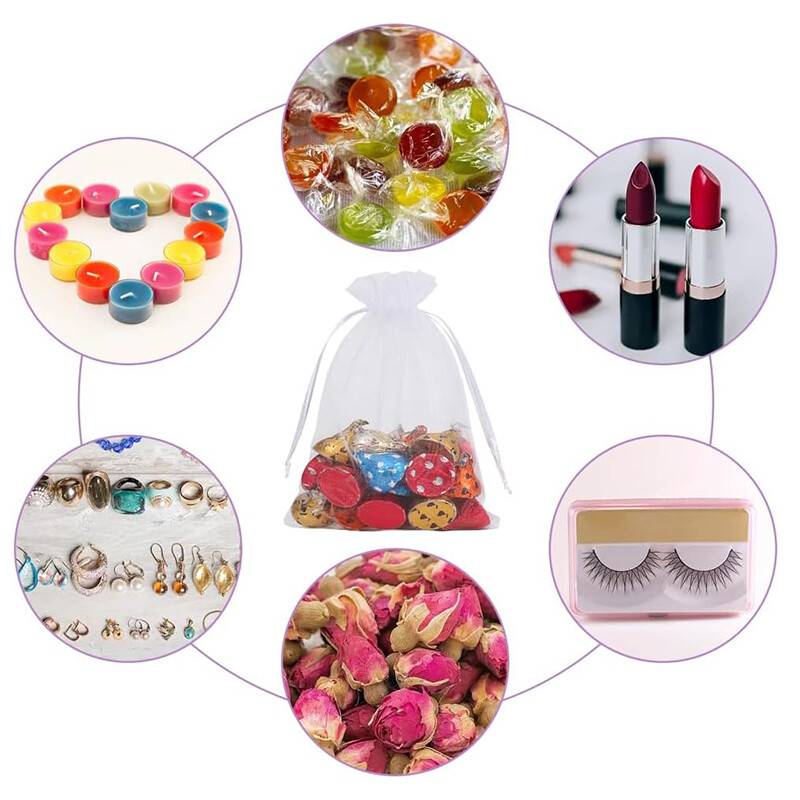 100 bucăți/pachet pungi de cadou din organza aurie, 4x6 inci, plasă de bomboane, cu șnur, pungi de favoruri, pungi de bijuterii pentru petrecerea de nuntă de Crăciun