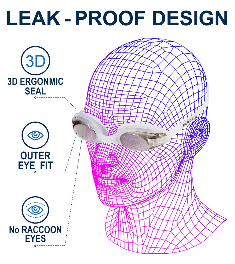 Ochelari de înot profesionali RABIGALA - Ochelari de înot anti-aburire, fără scurgeri pentru bărbați, femei și tineri