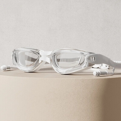 dopuri de urechi integrate ochelari de înot, câmp larg, colorați, pentru adulți, anti-aburire, lentile acoperite cu anti-UV, șapcă de înot, ochelari de piscină