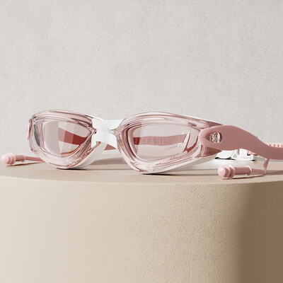 dopuri de urechi integrate ochelari de înot, câmp larg, colorați, pentru adulți, anti-aburire, lentile acoperite cu anti-UV, șapcă de înot, ochelari de piscină