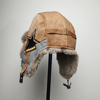 Fashion Half Star Thicken Faux Fur Earflap Hat Ushanka Bomber Unisex Winter Ski Ride Ταξίδι Casual Warm Cap Color Match