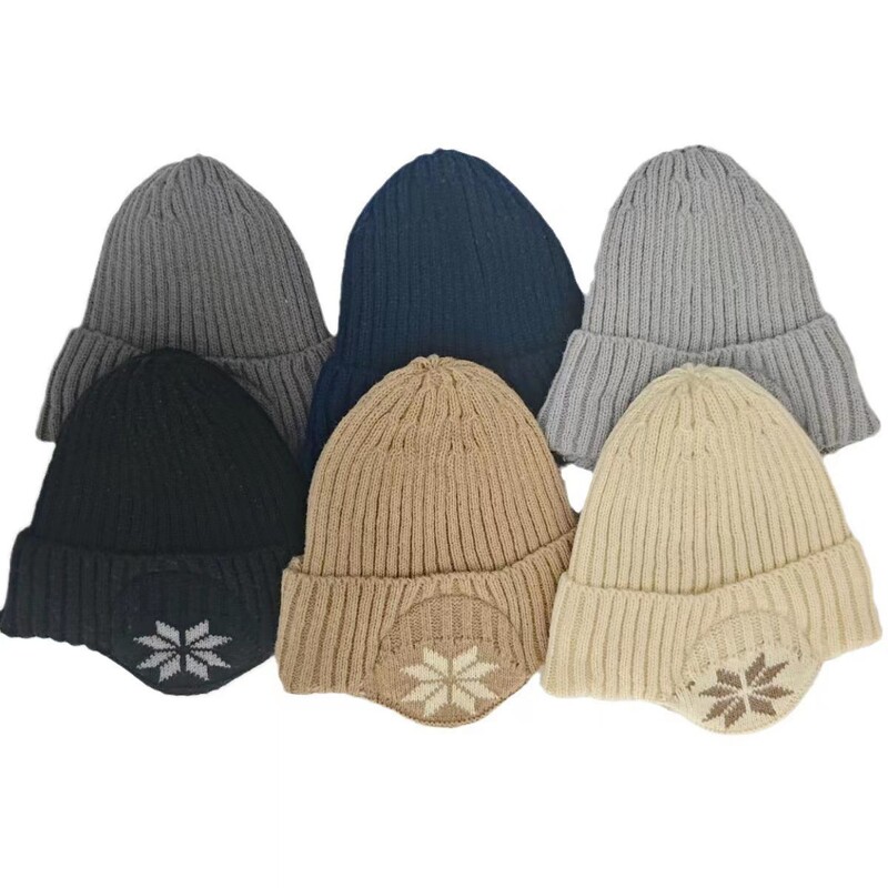 Pălărie pentru bărbați, iarnă, tricotată în aer liber, cu pluș și îngroșat, pentru ciclism de iarnă, căldură în aer liber și pălărie de lână cu protecție pentru urechi