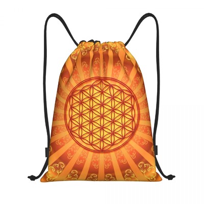 Pielāgots mandalas dzīvības zieds lotosa aukliņu somās sievietēm vīriešiem viegla sakrālās ģeometrijas sporta sporta zāles uzglabāšanas mugursoma