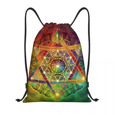 Pielāgots mandalas dzīvības zieds lotosa aukliņu somās sievietēm vīriešiem viegla sakrālās ģeometrijas sporta sporta zāles uzglabāšanas mugursoma