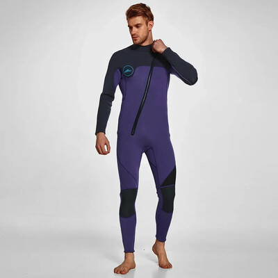 Costume de neopren pentru bărbați de 3 mm Jachetă cu mânecă lungă din neopren cu fermoar frontal Costume de neopren dintr-o singură piesă Costum de neopinism pentru scufundări, surfing