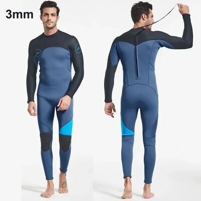 Costume de neopren pentru bărbați de 3 mm Jachetă cu mânecă lungă din neopren cu fermoar frontal Costume de neopren dintr-o singură piesă Costum de neopinism pentru scufundări, surfing