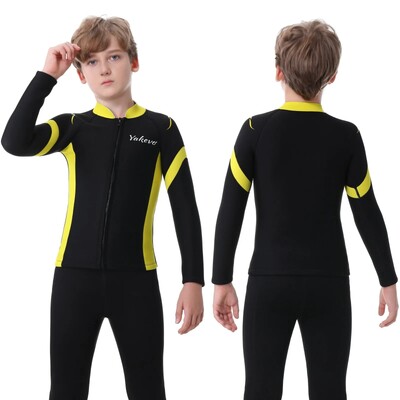 Costum de scufundări de 3 mm pentru copii, iarnă, căldură, protecție solară, înot, surfing, barca, sporturi acvatice, costum de scufundări, top