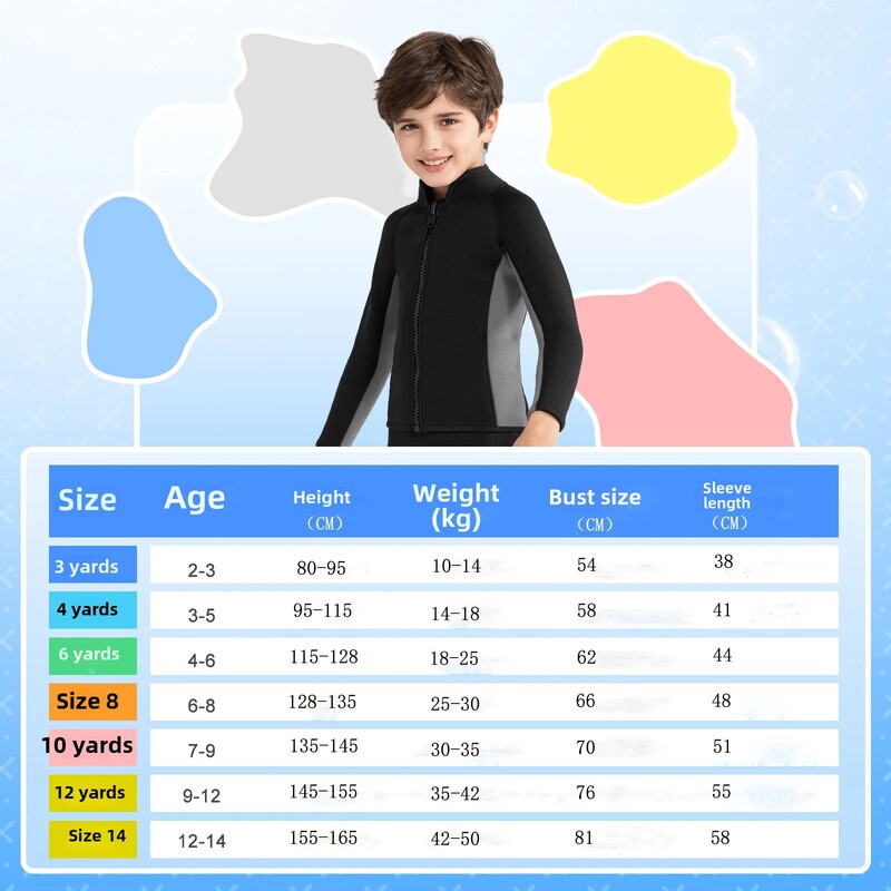 Costum de scufundări de 3 mm pentru copii, iarnă, căldură, protecție solară, înot, surfing, barca, sporturi acvatice, costum de scufundări, top
