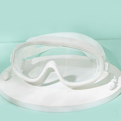 Āra peldēšanas brilles, ūdensnecaurlaidīgas pret miglas, plaša skata niršanas peldbrilles ar ausu aizbāžņiem Pieaugušo jauniešu peldēšanas brilles