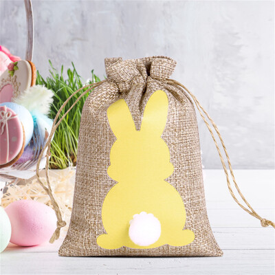 1 tk Lihavõttepühade kottide kott, nööriga kinkekott Lihavõttejänku jänku linasest džuudist kott koheva sabaga kingikoti kott Peosoov