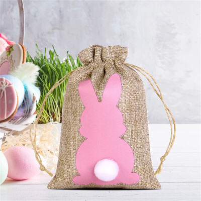 1 tk Lihavõttepühade kottide kott, nööriga kinkekott Lihavõttejänku jänku linasest džuudist kott koheva sabaga kingikoti kott Peosoov